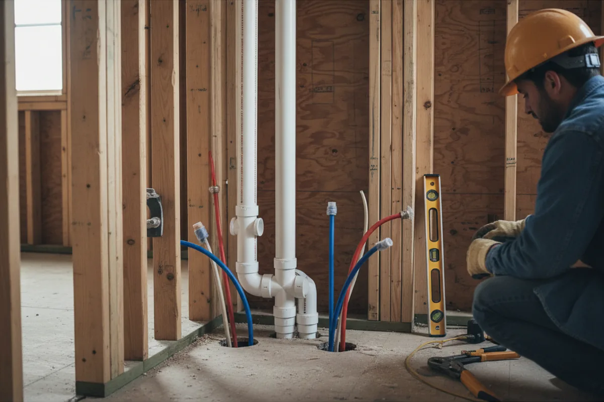 Drain and supply rough-in during Garbage Disposal Repair in Howe